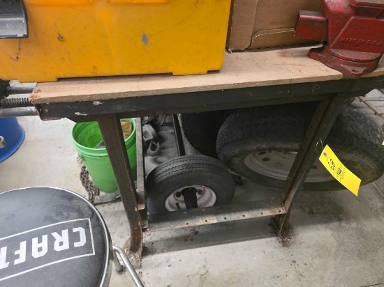 Bench W/ Wood Workers Vise Not Including Contents