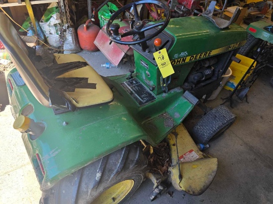 John Deere Riding Mower 314 Condition Unknown