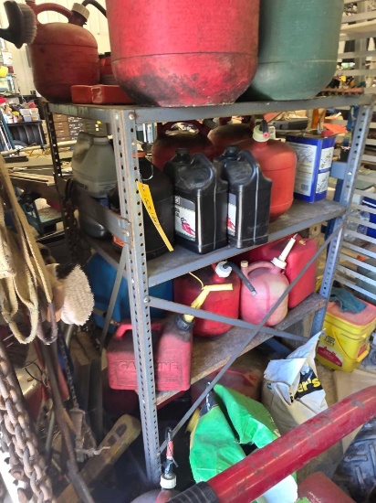 Shelf & Contents, Fuel Cans, Bar Oil