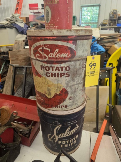 2 Salem Potato Chip Cans