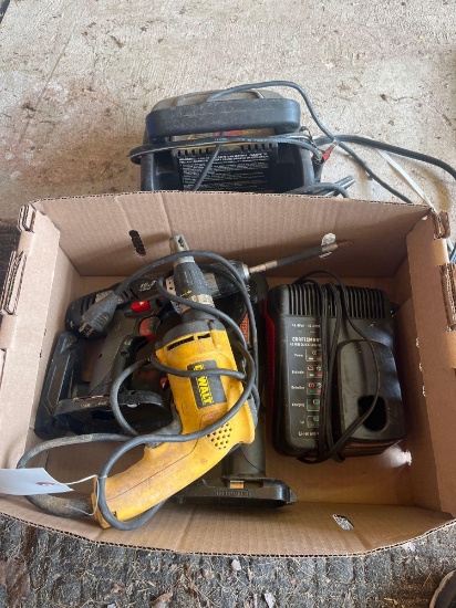 Craftsman 19.2 volt battery tools, dewalt drill, diehard charger