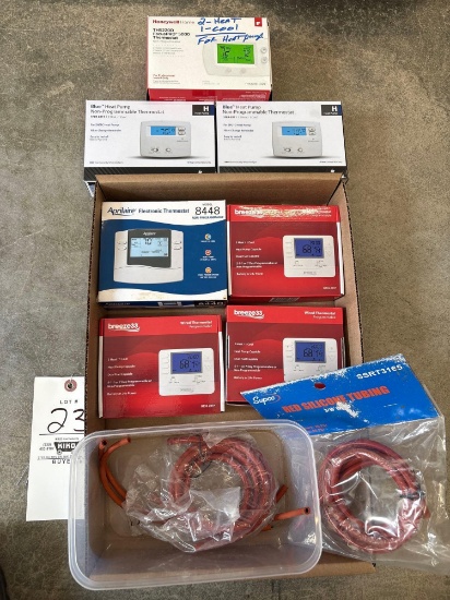 (7) New Assorted Thermostats, New Furnace Vacuum Tubes