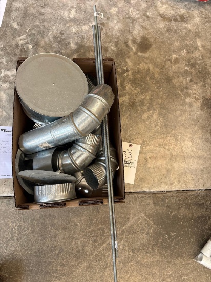 Assorted Pipe Fittings, All Thread, Chimney Caps, 3in and 4in Elbows