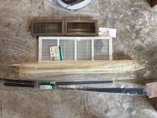 (2) 4in x 10in Floor Registers, (2) White Wall Returns, Assorted Long Zip Ties