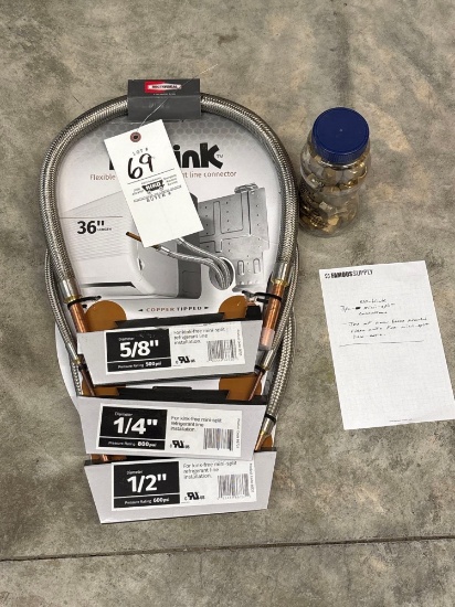 3pc No Kink Mini Split Connectors, Jar of Nee Brass Assorted Flare Nuts For Mini Split Line Sets