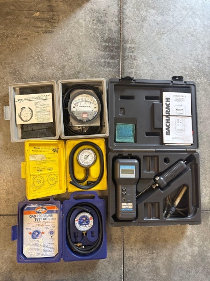 (2) Gas Manometer, Bacharach Gas Analyzer, Dwyer Magneholic Gauge