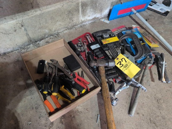 Large lot of hand tools, pullers, sockets and more