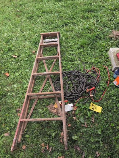 Power cord, jumper cables and step ladder