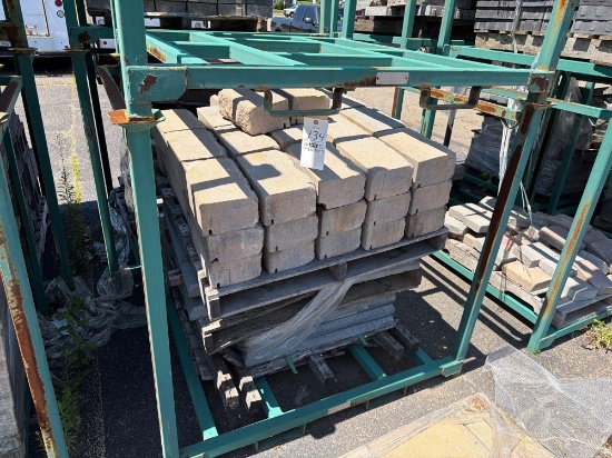 Metal Rack with Pallet of Blocking and Pavers