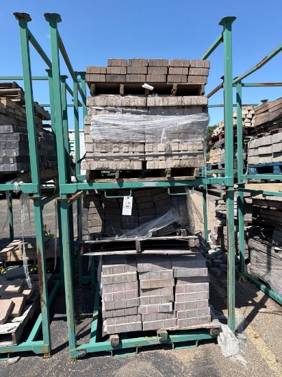 Metal Rack with Pallets of Blocking and Pavers