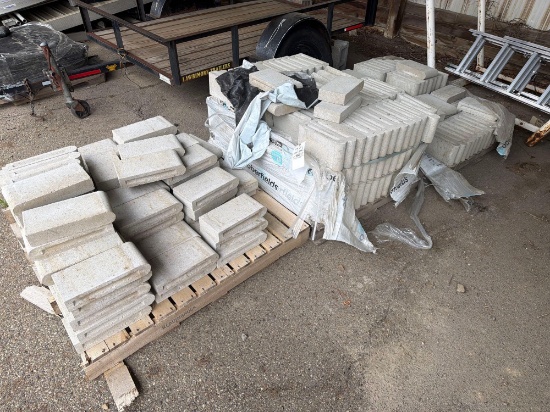 (3) Pallets of Patio Coping Bullnose Concrete Blocks