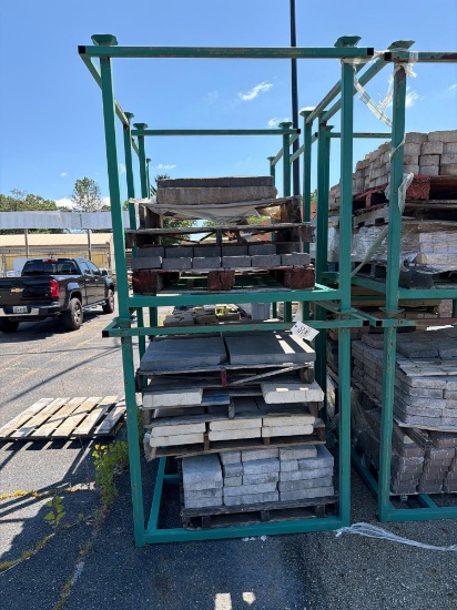 Metal Rack with Pallets of Pavers