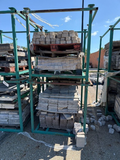Metal Rack with Pallets of Pavers
