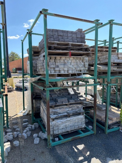Metal Rack with Pallets of Pavers
