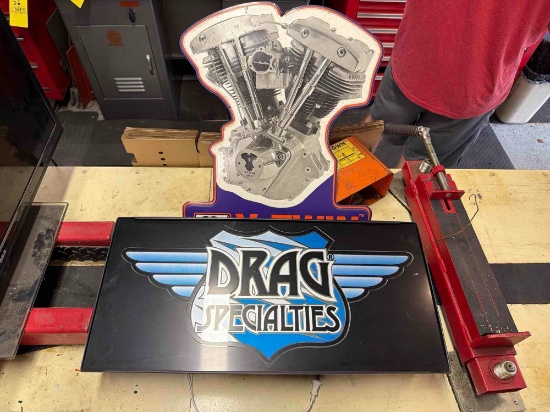 Drag Specialties Light Up Sign - V Twin Mfg Tin Sign