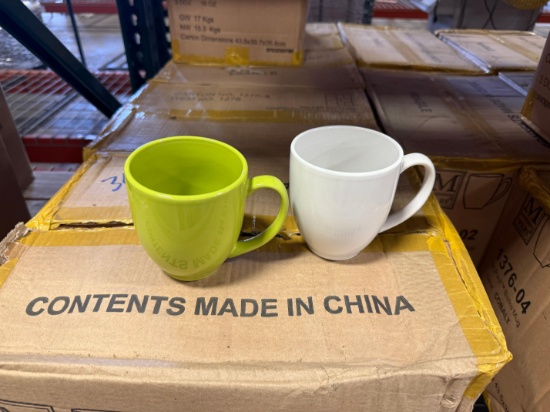 Pallet of M-Ware St. Paul Green, Cobalt, & White 16 Oz. Bistro Mugs