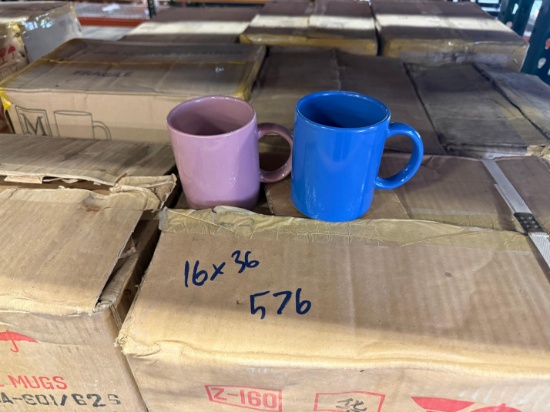 Pallet of Blue and Purple Ceramic Mugs - Approximately 576 mugs