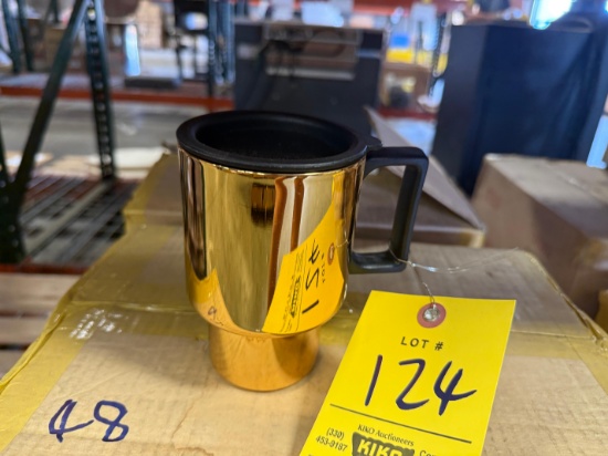 2 Boxes of Gold Colored Plastic Coffee Mugs - Approximately 48 cups