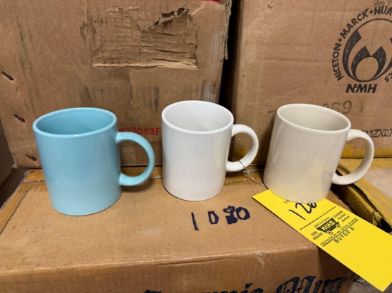 Pallet of Blue, White, Light Brown Ceramic Mugs - Approximately 1,080 Mugs