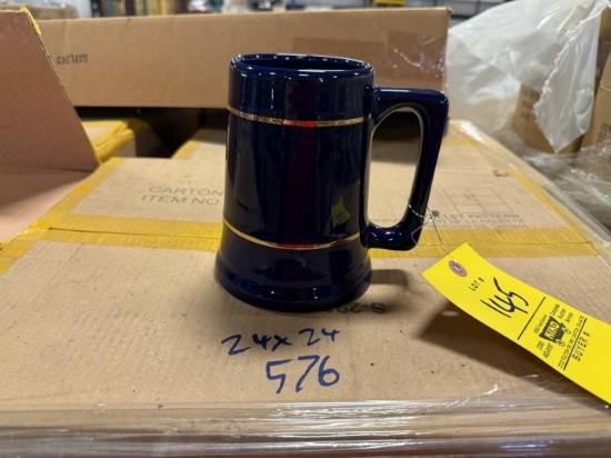 Pallet of Cobalt Blue/Gold Bands 23oz Steins - Approximately 576 steins