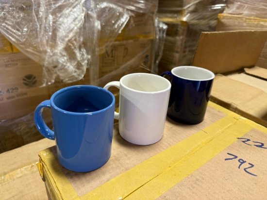 Pallet of Blue, White, Black Coffee Mugs - Approximately 792
