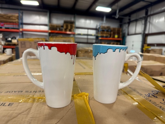 Pallet of Red and Blue 16oz Funnel Mugs - Approximately 1,152 mugs