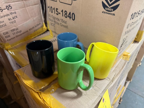 Pallet of Coffee Mugs in a variety of colors - Approximately 1,008 mugs