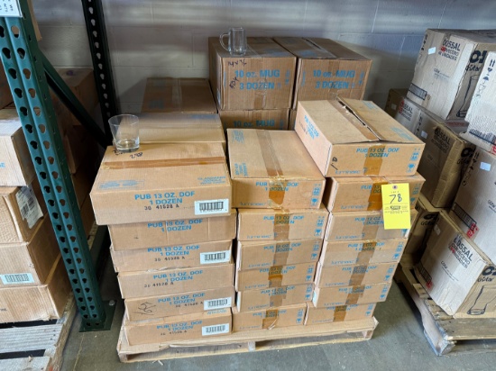 Pallet of Luminarc 13 Oz. Pub Glasses & Glass Mugs