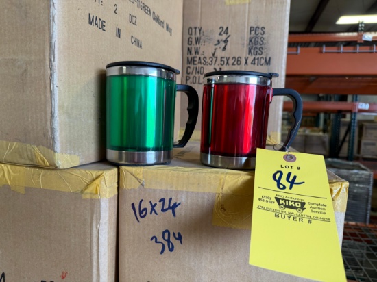Pallet of Red & Green Metal Travel Mugs - Approx. 384 Total