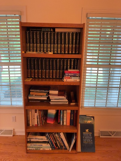 Wooden Bookshelf with Books