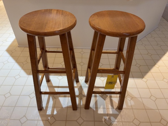 (2) Wooden Stools