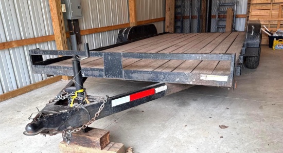 Lawrimore 16 ft.. flat deck double axle Trailer w / 2ft Beaver tail and slid in ramps