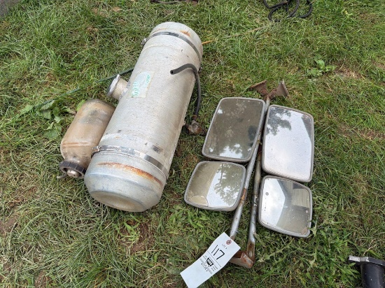 truck mirrors, aluminum fuel tank