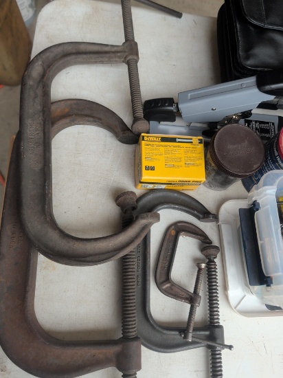 Armstrong C-Clamps, stapler, miscellaneous hardware, and more