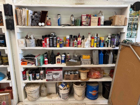 Contents on Shelf, Oils and Sprays, Grease, Refrigerant, Wire, Caulking, Ultrasonic Cleaner