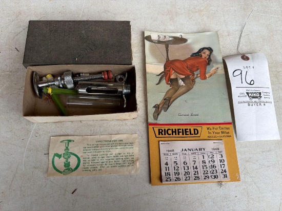Vintage 1948 Richfield Calendar and Syringes