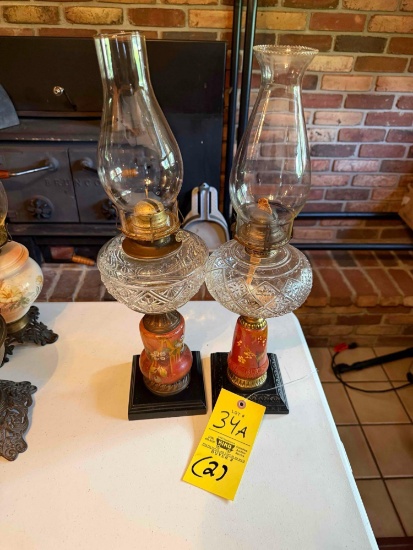 pair of unique oil lamps