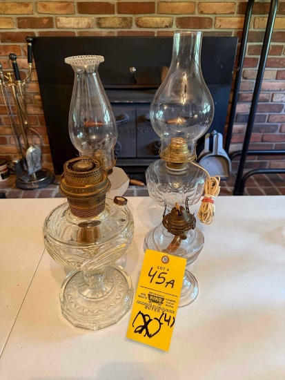(4) oil lamps- 2 missing globes