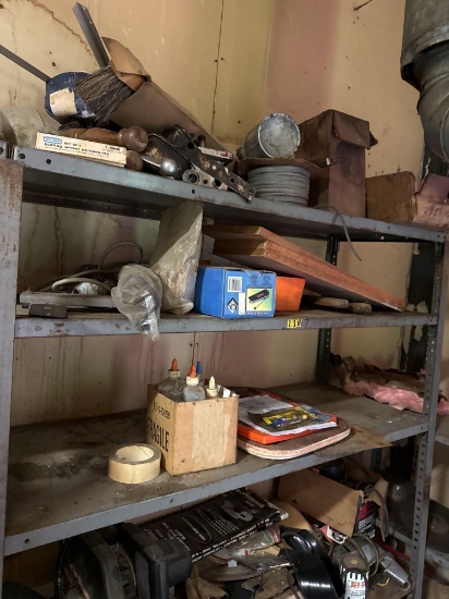 right side shelf contents, power tools, wire, nails, see photos