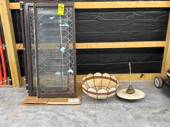 3-lead glass windows and lead glass lamp shade