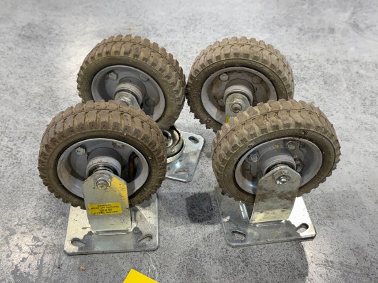 set of solid rubber casters
