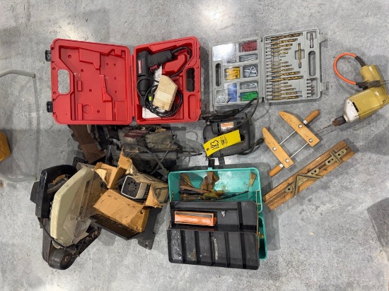 wood working tools - saws - drill set - etc