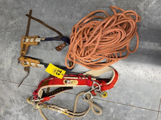 Climbing Harness, Shoe straps and rope