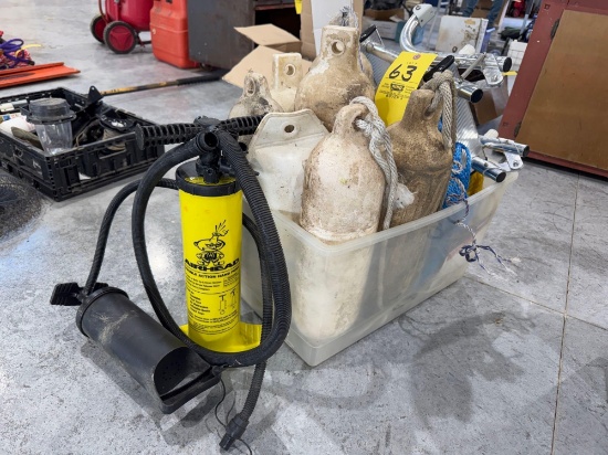 boat bumpers - rope - handy pumps - boat ladder