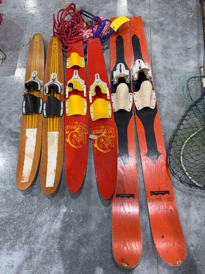 Assorted Water Skis and Hand Rope