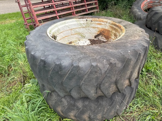 Pair 18.4-38 tractor tires on rims