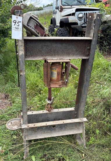 Homemade Steel Shop Press with 12 Ton Jack and Come Along