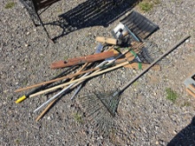 Rakes, brooms, level