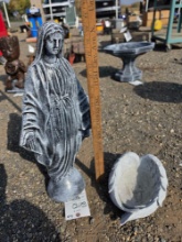 Virgin Mary and wings statues