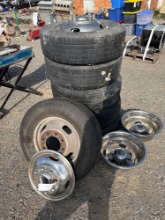 Wheels and Firestone Tires off a Ford F-350 Dulley